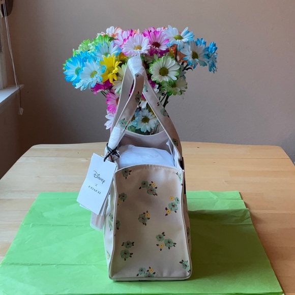 🌿  DISNEY X COACH CANVAS TOTE WITH FLORAL PRINT AND MICKEY MOUSE 🌿 NWT 🌿 - Picture 12 of 16